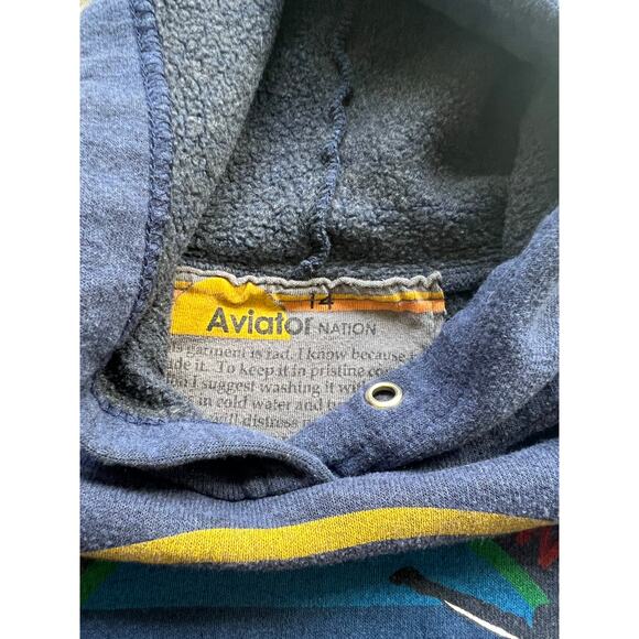Aviator Nation Girls Blue Hoodie Size 14 - Picture 3 of 4